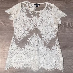 White Floral Lace Top